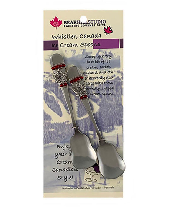2 Ice Cream Spoons Maple  Leaf Charm  Embellished