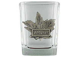 Shot Glass Maple Leaf Pewter Embellished 