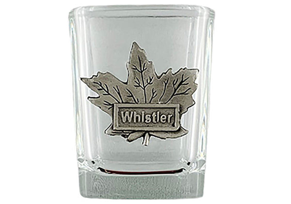 Shot Glass Maple Leaf Pewter Embellished 
