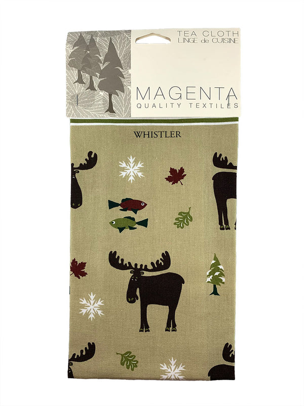 Tea Towel Moose Maples Snowflakes Trees Fishes