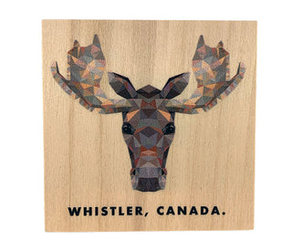 Geometric Moose Face Print  Reclaimed Wood Coaster