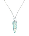 Wire Wrapped Light Teal Crystal Necklace