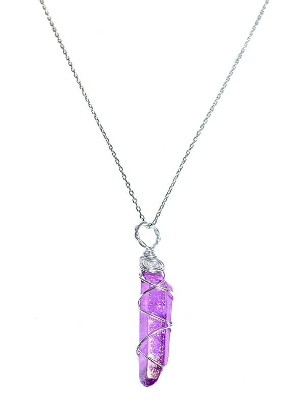 Wire Wrapped Purple Crystal Necklace