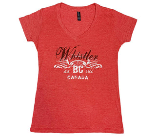 Ladies Heather Red V-neck  