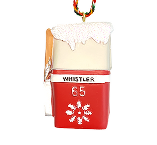 Snowy Red Gondola with Skis' Ornament with Whistler  Engraved 
