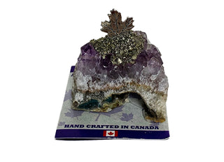 Amethyst Cluster with Pewter Maple Leaf