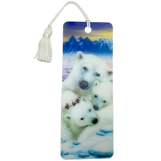 Polar Bear and cubs 3D Bookmark