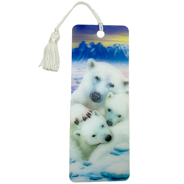 Polar Bear and cubs 3D Bookmark