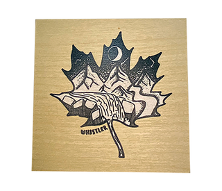 Black and White Maple Leaf  Reclaimed Wood Coaster