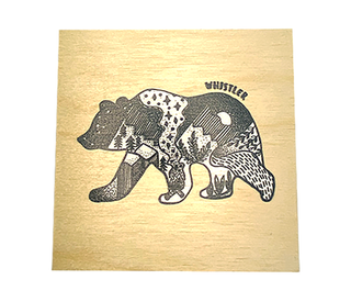 Black and White Roaming Bear   Reclaimed Wood Coaster