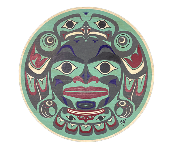 Haida Moon Print Wood Wall Plaque