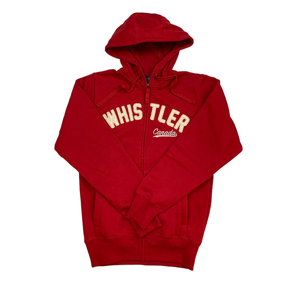 Whistler Applique Embellished Zip Up Red Hoody