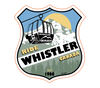 Shield Shaped Whistler  Bumper Sticker with Black Gondola Stamp