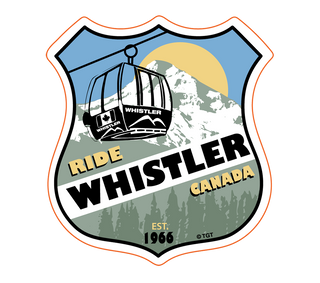 Shield Shaped Whistler  Bumper Sticker with Black Gondola Stamp