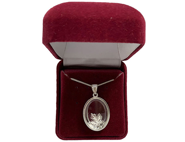 Necklace Maple Inside A Clear Locket Pendant Sterling Silver  