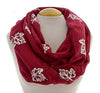 Infinity Red Scarf with White Maple Leaves Embroidery 