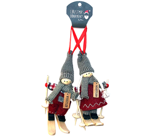 Whistler Tagged Skier Couple Tree  Ornaments