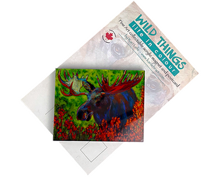 Acrylic Magnet Moose Standing Among Flowers