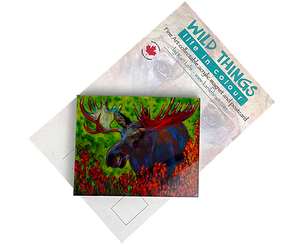 Acrylic Magnet Moose Standing Among Flowers