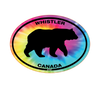 Tie Die  Oval Shape with Roaming Black  Bear Silhouette Bumper Sticker