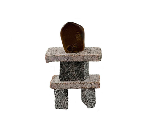 Handmade Tigers Eye Head Inukshuk Figurine