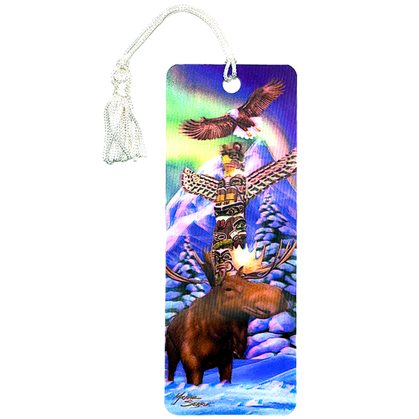 Eagle ,Totem Pole and Moose  3D Bookmark with Tassel 