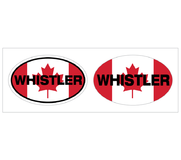 Double Whistler Oval  Canada Flag Bumper Sticker