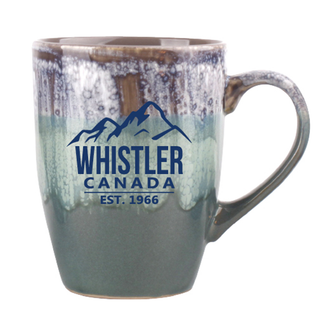 Whistler Mountain Tall  Green Reactive Glaze Taper Mugug