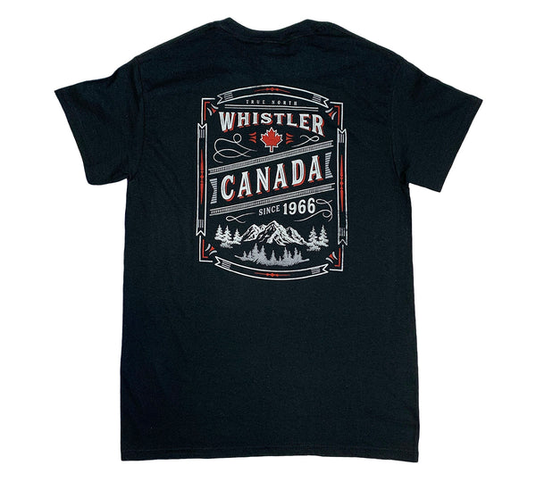 Men's Black Full Back & Left Chest Print T-shirt