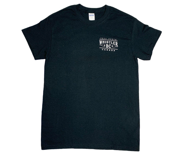 Men's Black  Left Chest &  Full Back  Print T-shirt