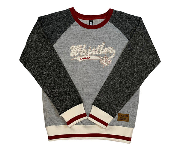 Whistler Grey  Cabin Sweatshirt Whistler Canada and Maple Leaf Appliqué Embellished