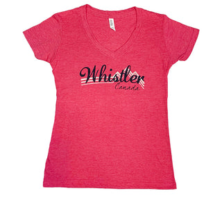 Ladies Heather Fuchsia  V-neck 