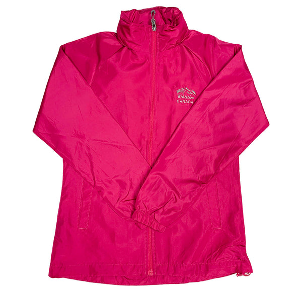 Whistler Canada Mountain Right Chest  Embroidered Ladies Fuchsia Windbreaker Jacket 