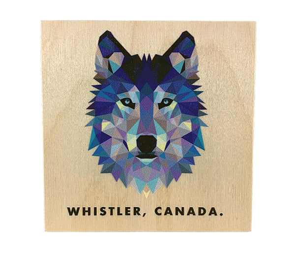 Geometric Wolf Face Print   Reclaimed Wood  Coaster