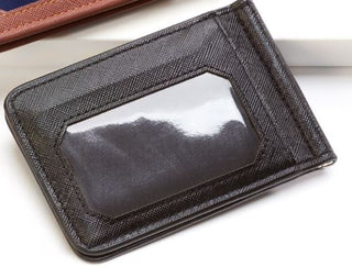 Bifold Black Wallet with Magnetic Money Clip Card Holder