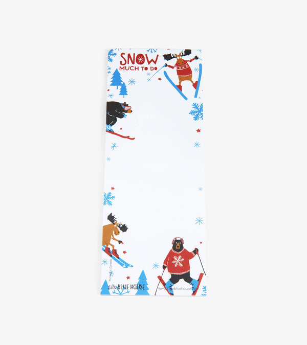 Bear and Moose Skiing Magnetic Notepad