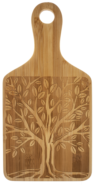 Bamboo  Cutting Board Lasered Cut Tree of Life Image 