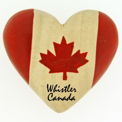 Wooden Magnet Canada Flag Heart shaped 