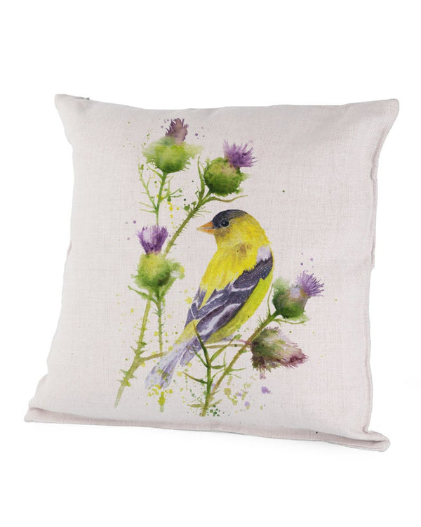 Yellow Bird on Flowers Art Pillow Case