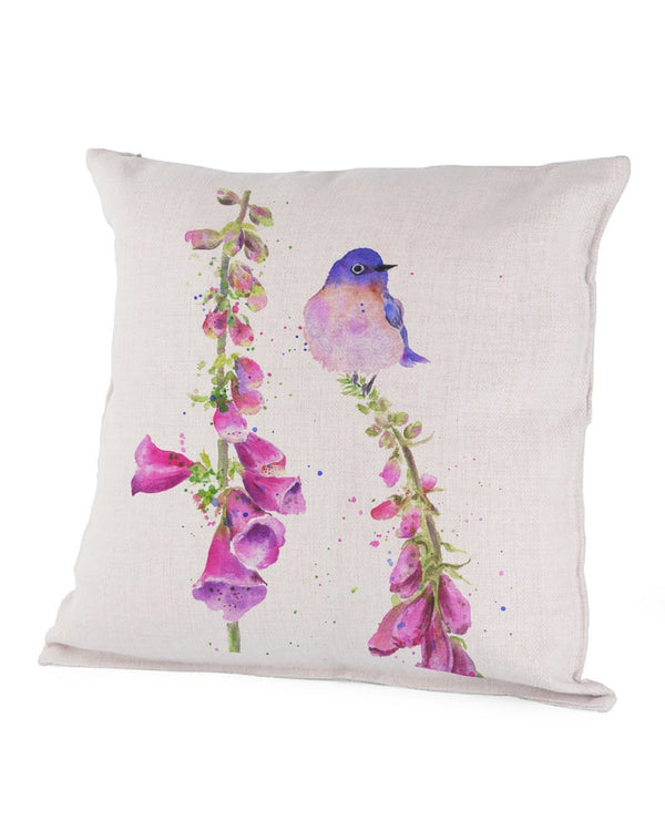 Purple Bird on Flowers Pillow Case 