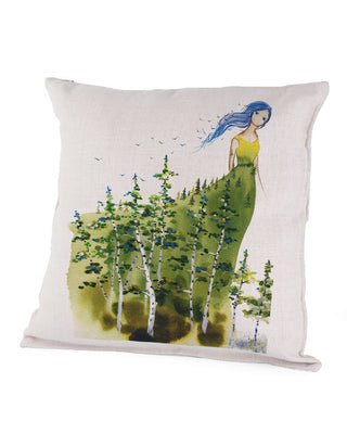 Lady and Her Dress as Forest Art Pillow Case