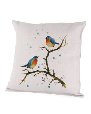 Two Birds on Tree Branches Art Pillow Case