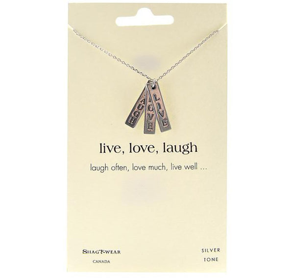 Live Laugh Love Engraved Charmed Necklace