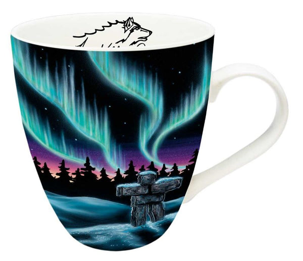 Indigenous  Inukshuk Art 18 oz  Mug detailed with Artist Signature in the cup