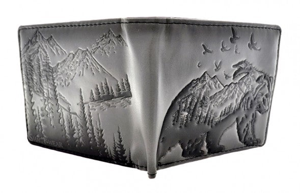 Mountains Black Bear Shape Trendy Billfold Wallet