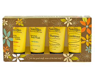 4 pc. Travel   45 ml tubes Hand and Body Lotion, Body Wash, Shampoo and Conditioner Honey Blossom Scents